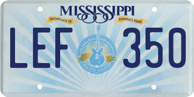 MS license plate LEF350