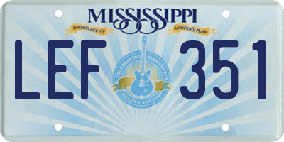 MS license plate LEF351