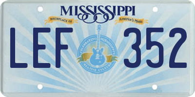 MS license plate LEF352
