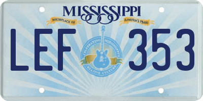 MS license plate LEF353