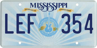 MS license plate LEF354