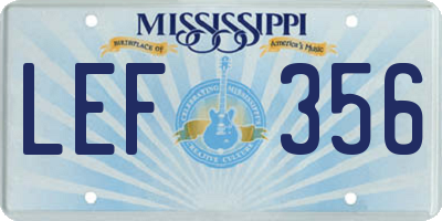 MS license plate LEF356