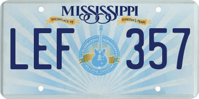 MS license plate LEF357