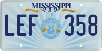 MS license plate LEF358