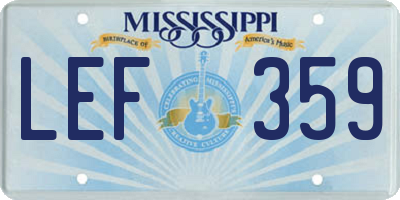 MS license plate LEF359