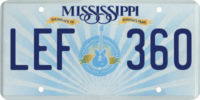 MS license plate LEF360