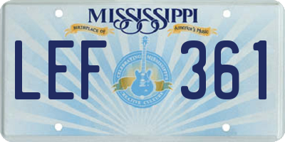 MS license plate LEF361