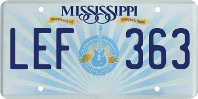 MS license plate LEF363
