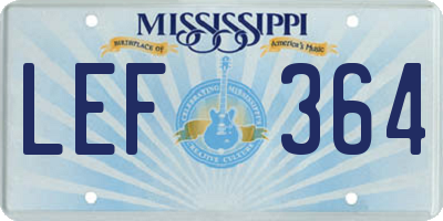 MS license plate LEF364