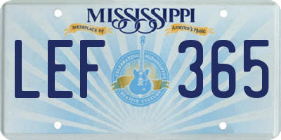 MS license plate LEF365