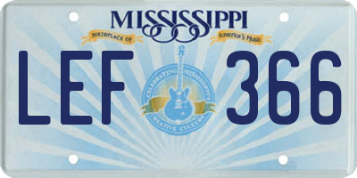 MS license plate LEF366