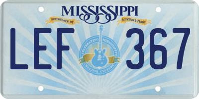 MS license plate LEF367