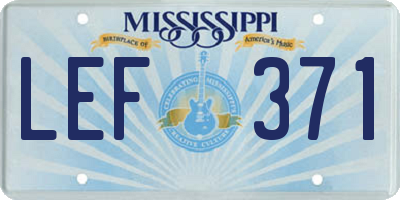 MS license plate LEF371