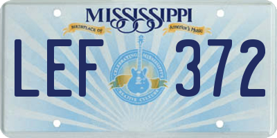 MS license plate LEF372
