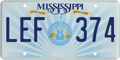 MS license plate LEF374