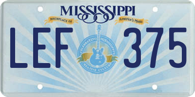 MS license plate LEF375
