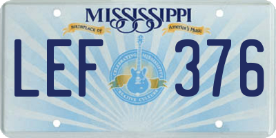 MS license plate LEF376