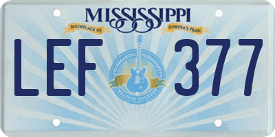 MS license plate LEF377