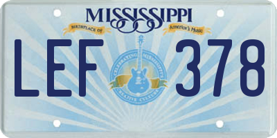 MS license plate LEF378