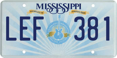 MS license plate LEF381