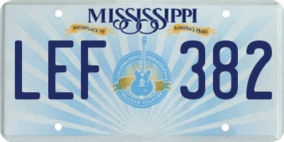 MS license plate LEF382