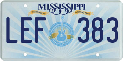 MS license plate LEF383