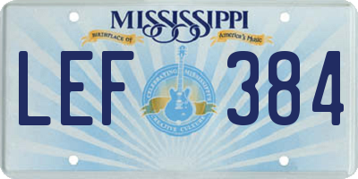 MS license plate LEF384