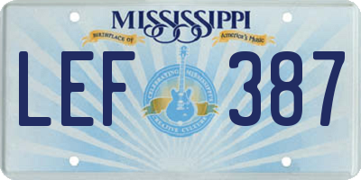 MS license plate LEF387