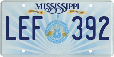 MS license plate LEF392