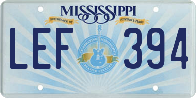 MS license plate LEF394