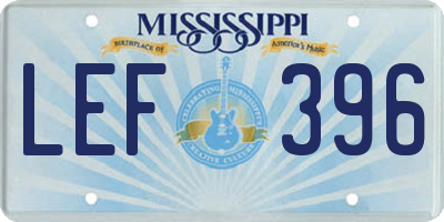 MS license plate LEF396