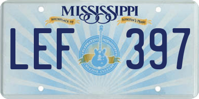 MS license plate LEF397