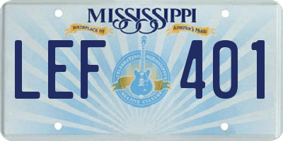 MS license plate LEF401