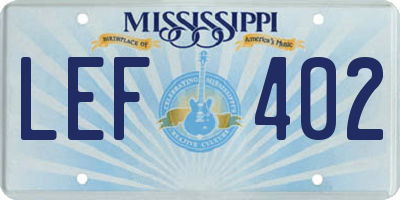 MS license plate LEF402