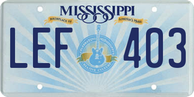 MS license plate LEF403