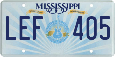 MS license plate LEF405