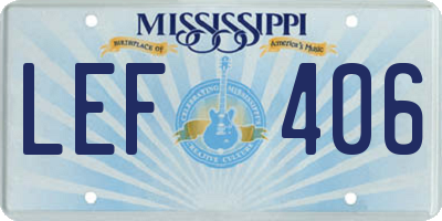 MS license plate LEF406