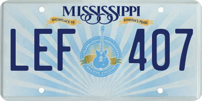 MS license plate LEF407