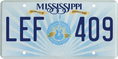 MS license plate LEF409