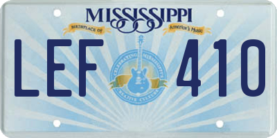 MS license plate LEF410