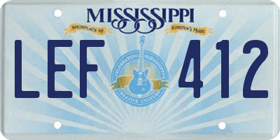 MS license plate LEF412