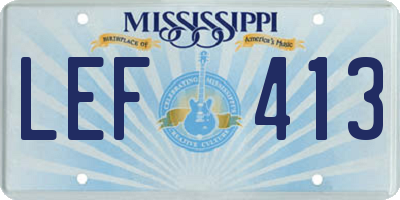 MS license plate LEF413