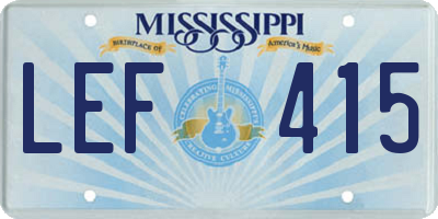 MS license plate LEF415