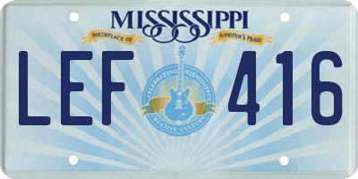 MS license plate LEF416
