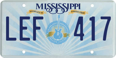 MS license plate LEF417