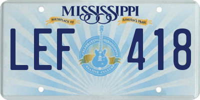 MS license plate LEF418