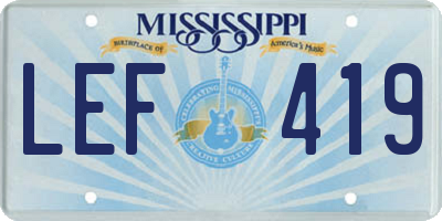 MS license plate LEF419