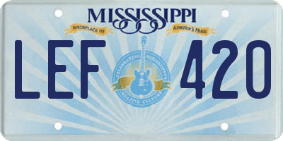 MS license plate LEF420