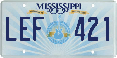 MS license plate LEF421