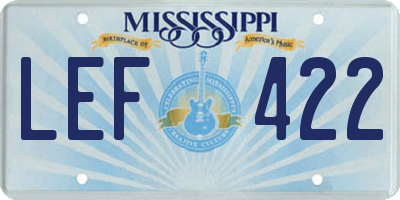 MS license plate LEF422